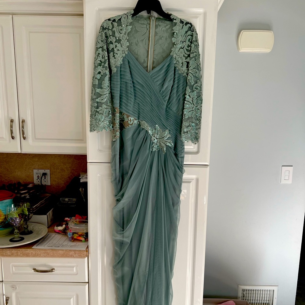 Ball gown green with lace inserts